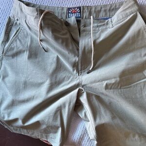 Faherty Olive Green All Day Men's Flat Front Shorts Sz 32 9”